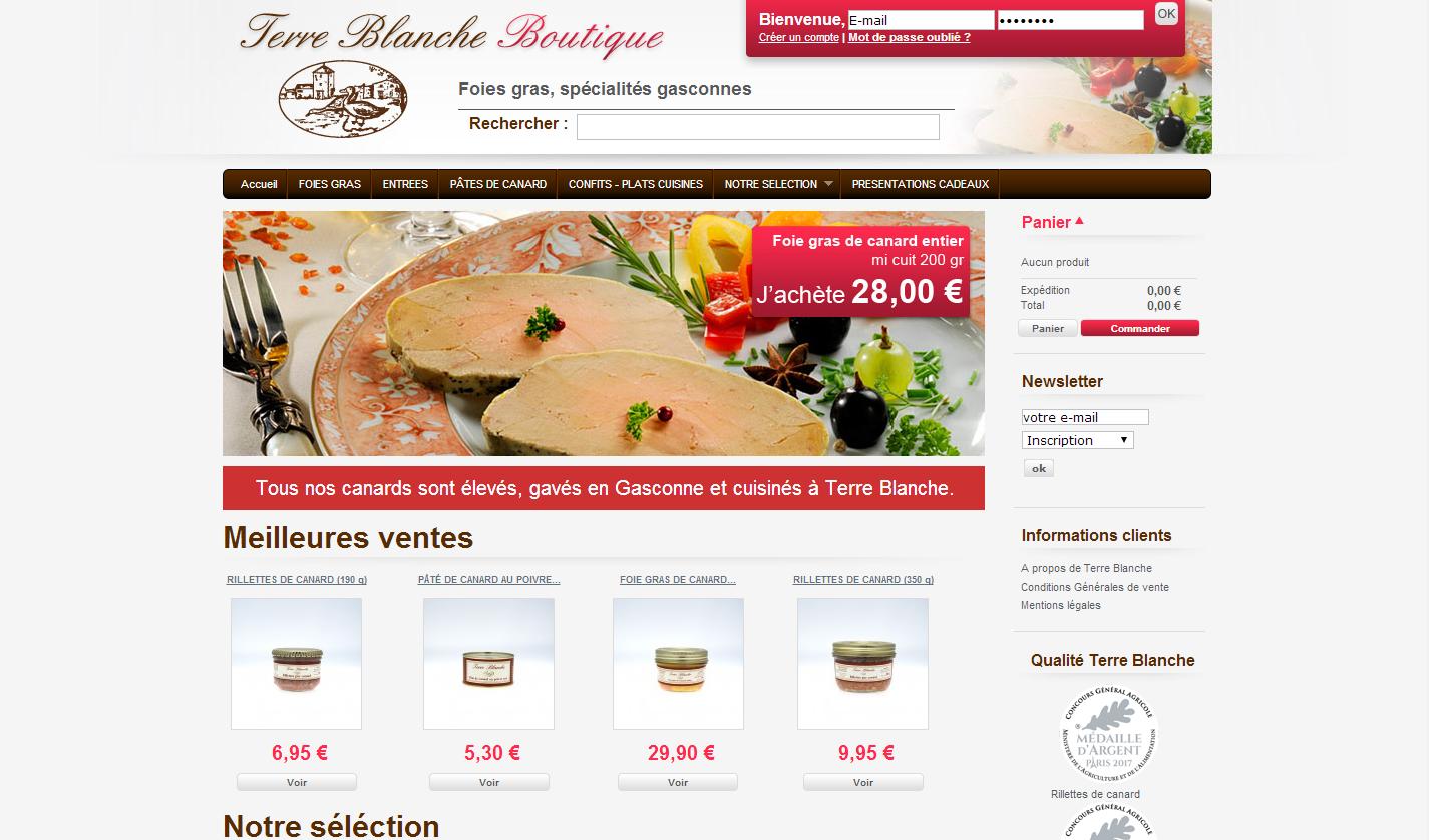 Boutique en ligne Terre Blanche foie gras, spécialités gasconnes